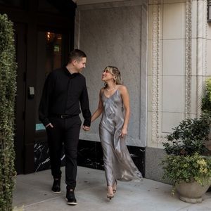 Women's Silver Slinky Maxi Dress Size XS